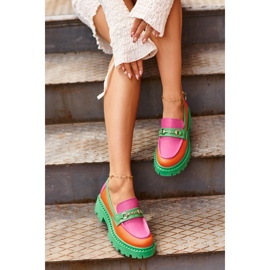 Zazoo 3476 Lädermockasiner för kvinnor, grön mångfärgad 2