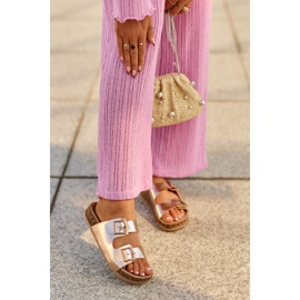 Evento Damflip-flops på en korkplattform med spännen, roséguld, Klinesta gyllene 1