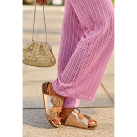 Evento Damflip-flops på en korkplattform med spännen, roséguld, Klinesta gyllene 2