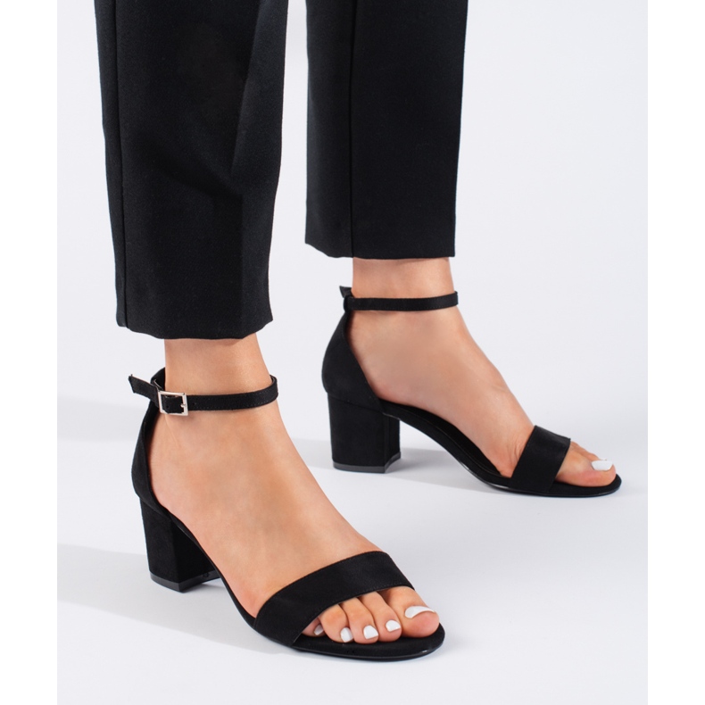 Seastar Svarta mocka sandaler med hög klack 1