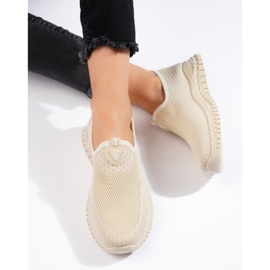 Beige textil damsneakers 1