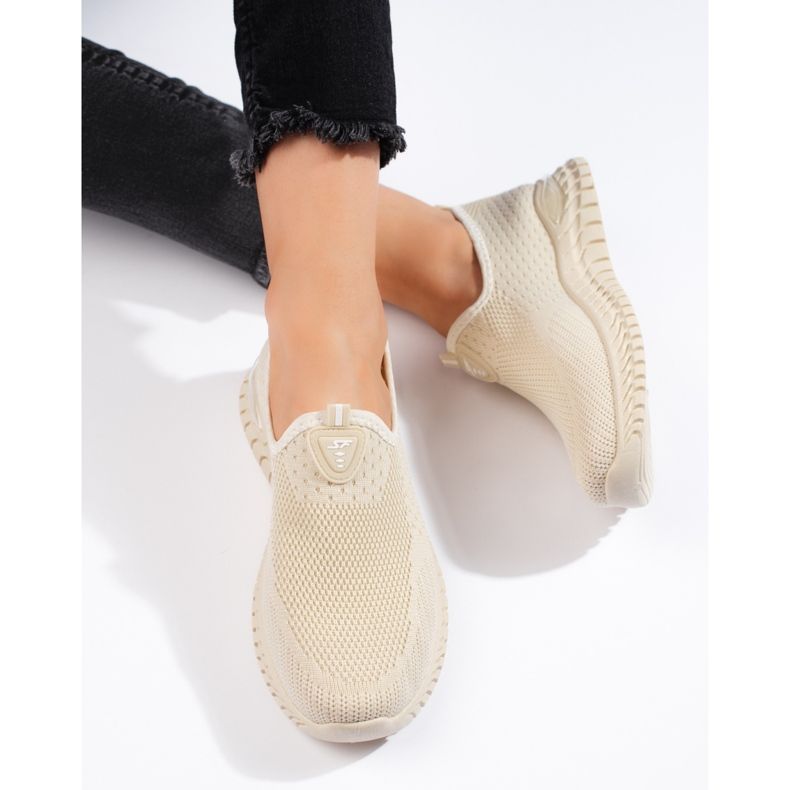 Beige textil damsneakers 1