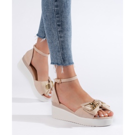 Seastar Beige damsandaler med rosett 1