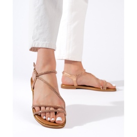 Bruna glittersandaler för kvinnor 2