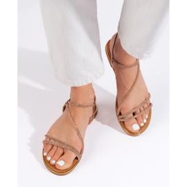 Bruna glittersandaler för kvinnor 1