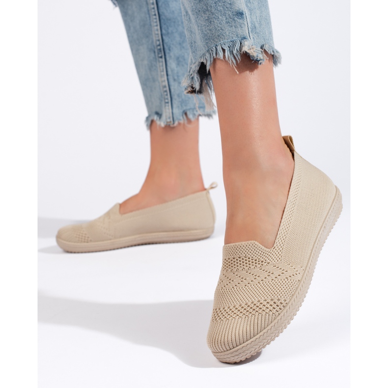 Slip-on i beige tyg för kvinnor 1