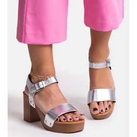 Silver massiva Adilar högklackade sandaler 1