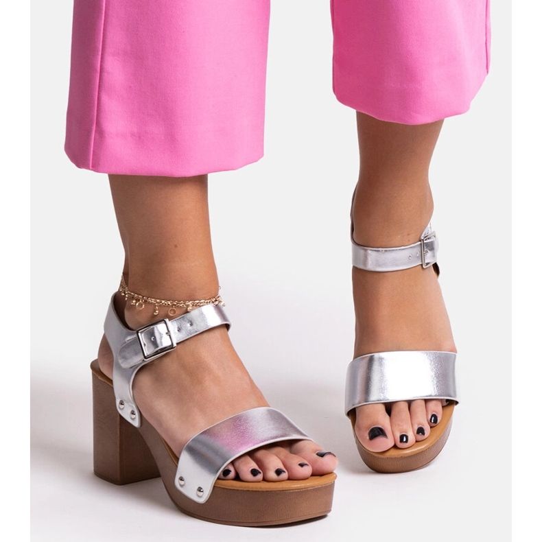 Silver massiva Adilar högklackade sandaler silver- 1