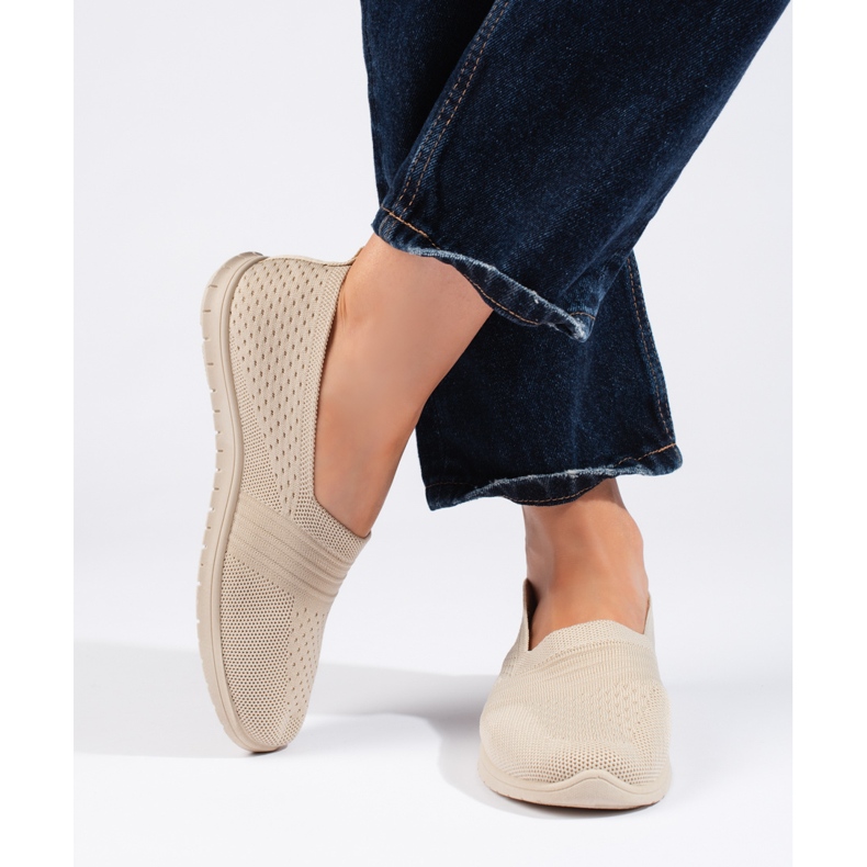Beige sport slip-on skor 2