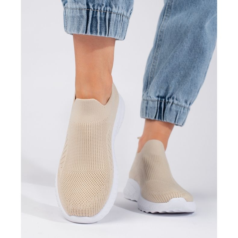 Beige slip-on sportskor för kvinnor 2
