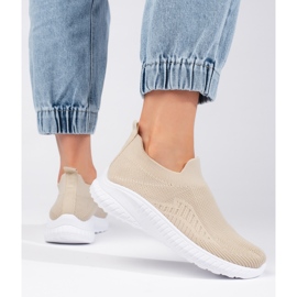 Beige slip-on sportskor för kvinnor 1