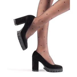 Dampumps i svart mocka med hög klack 2