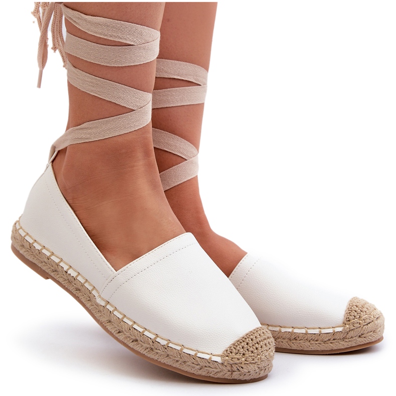 Bellucci Spetsade Eco Leather Espadrilles, Vit 4