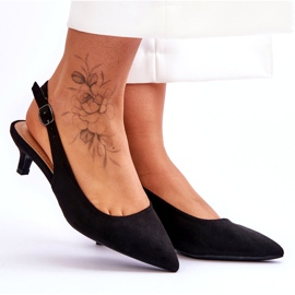 Jeeini Low Pointed Pumps, Svart 4