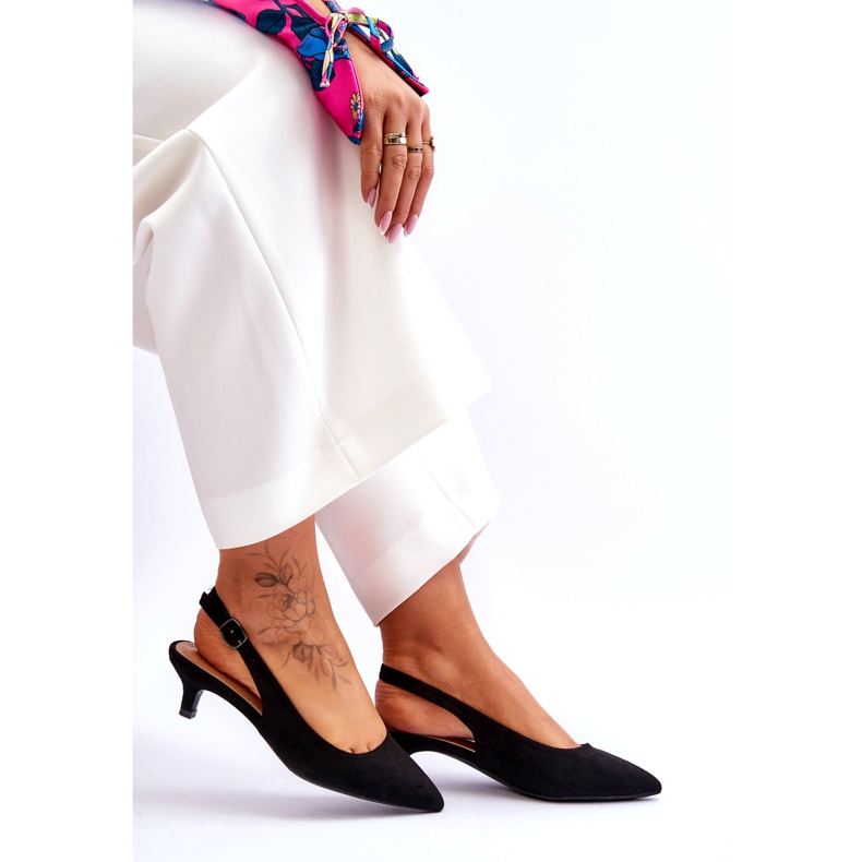 Jeeini Low Pointed Pumps, Svart 3