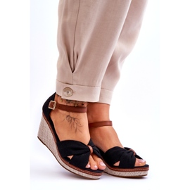 Svarta damsandaler med kil 4