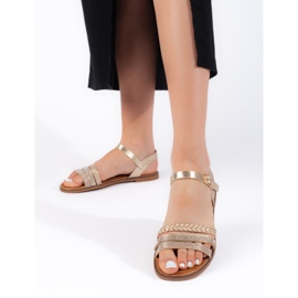 Platta sandaler i guld för kvinnor gyllene 1