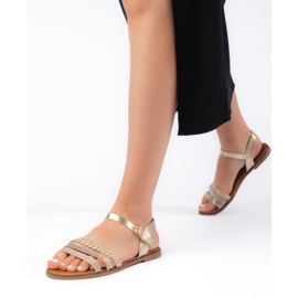 Platta sandaler i guld för kvinnor gyllene 2