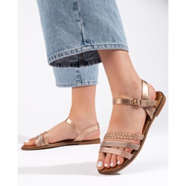 Platta sandaler i guld för kvinnor gyllene 1