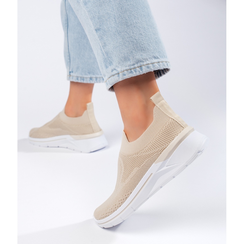 Beiga sportskor i textil beige 2