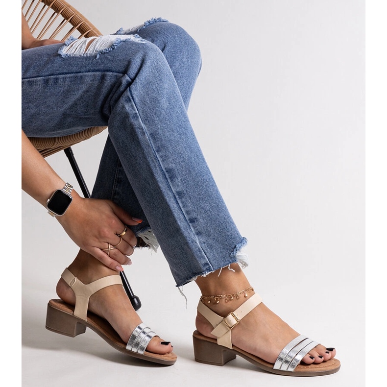 Salsabi silver sandaler med låg klack silver- 1