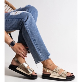 Bashera plattformssandaler i guld gyllene 1