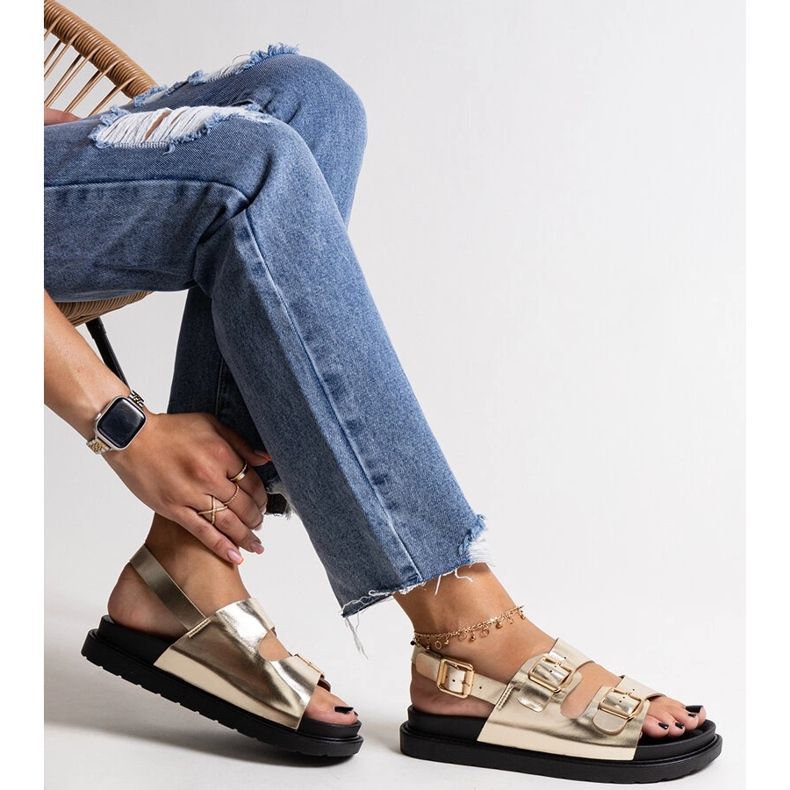 Bashera plattformssandaler i guld gyllene 1