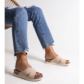 Beige flip-flops med läderinlägg Masha 3