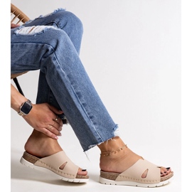 Beige flip-flops med läderinlägg Masha 1