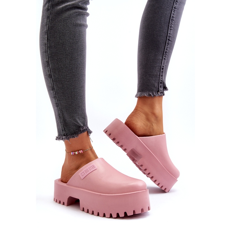 Damflip-flops på en massiv sula Big Star NN274020 Rosa 3