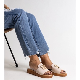 Beige flip-flops med ett dekorativt Jinan-spänne 2
