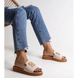 Beige flip-flops med ett dekorativt Jinan-spänne 3