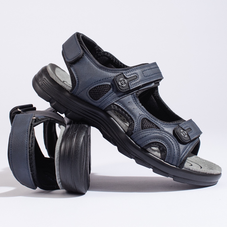 Marinblå sportsandaler för män med kardborreband 1