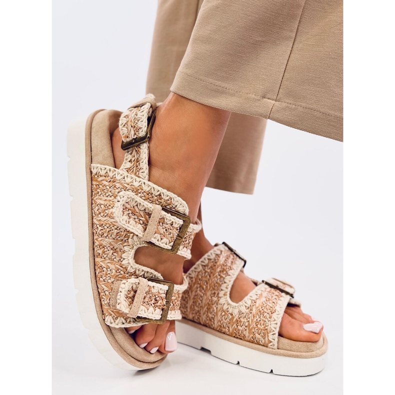 Badey Khaki platåsandaler beige 2