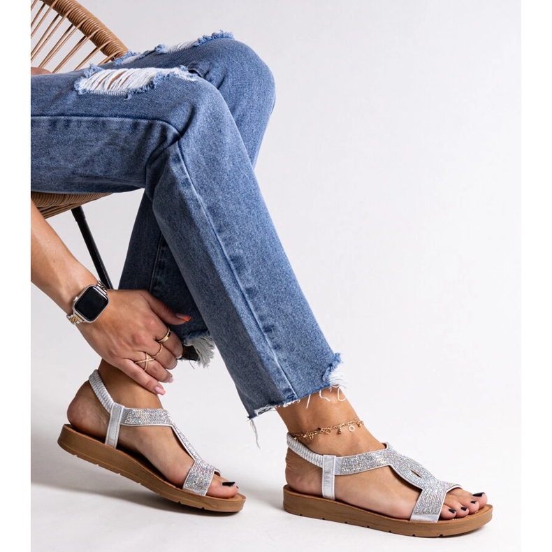 Silver sandaler dekorerade med Michalina zirkoner 1