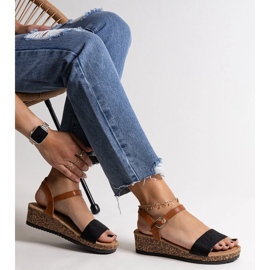 Svarta Malada sandaler med låg kork 1