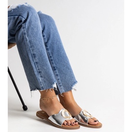 Silver flip-flops med dekorativt Ganea-spänne silver- 2