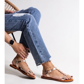 Amaranth champagne platta sandaler gyllene 1