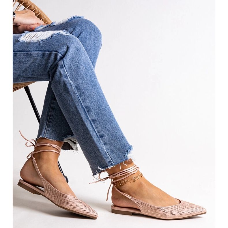 Safina spetsrosa balettlägenheter med strass 1