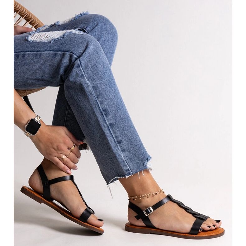 Svarta Amaranth platta sandaler 1