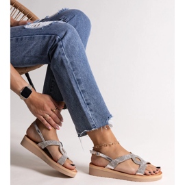 Silver platåsandaler med Mifsa strass 1