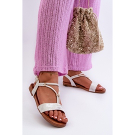 Platta sandaler för kvinnor med remmar S.Barski KV27-010 Vit och Silver 1