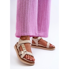 Zazoo 50103 Lädersandaler för kvinnor på plattformen, Beige 2