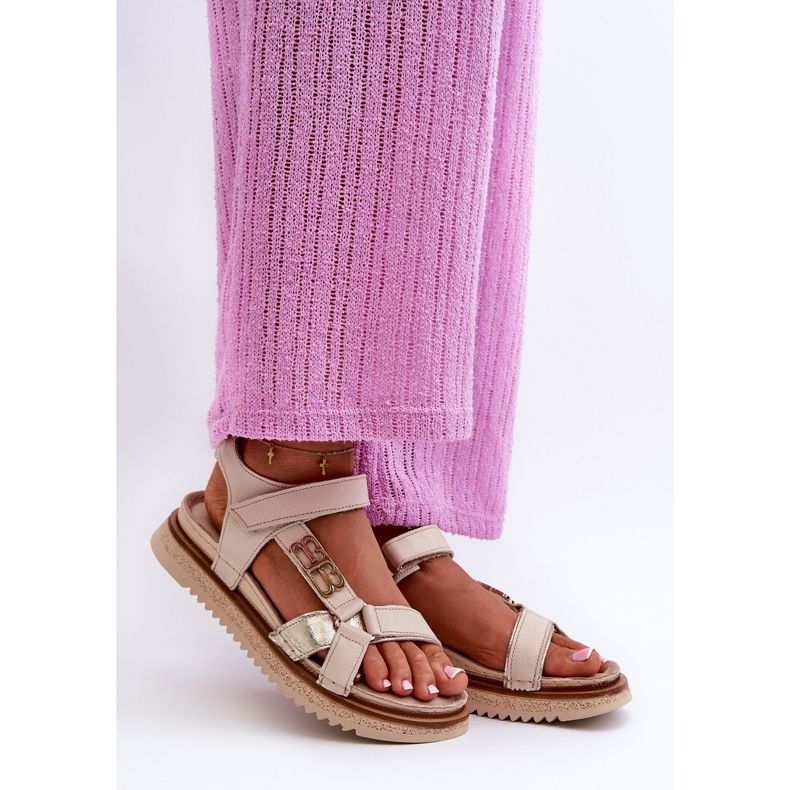 Zazoo 50103 Lädersandaler för kvinnor på plattformen, Beige 1