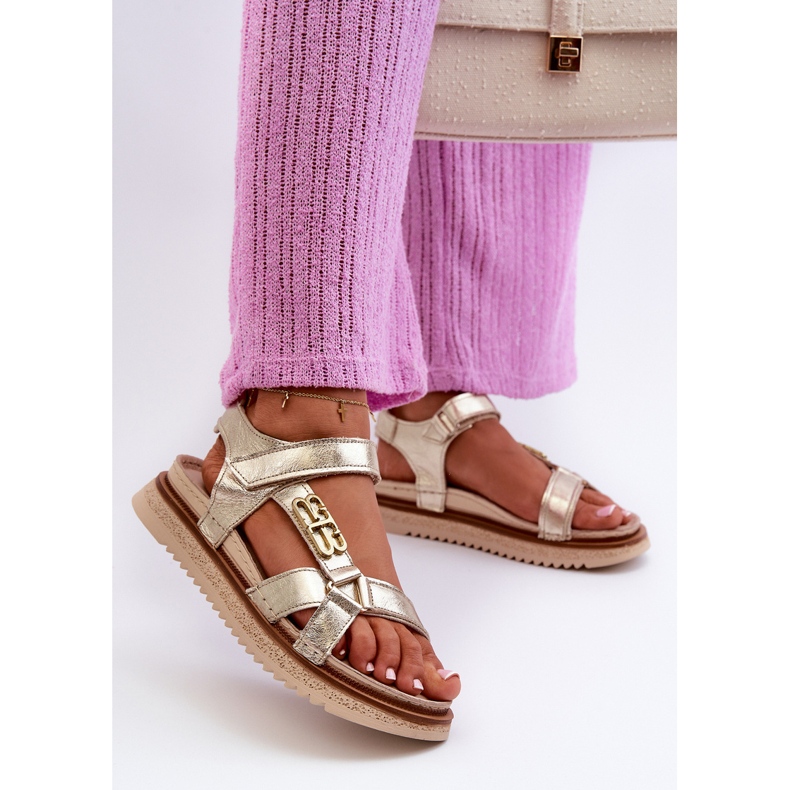 Zazoo 50103 Lädersandaler för kvinnor på plattformen, guld gyllene 2