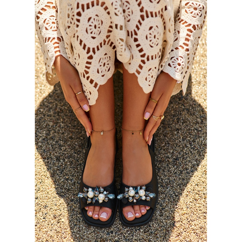 Damsandaler med dekorationer S.Barski KV27-004 Svart 1