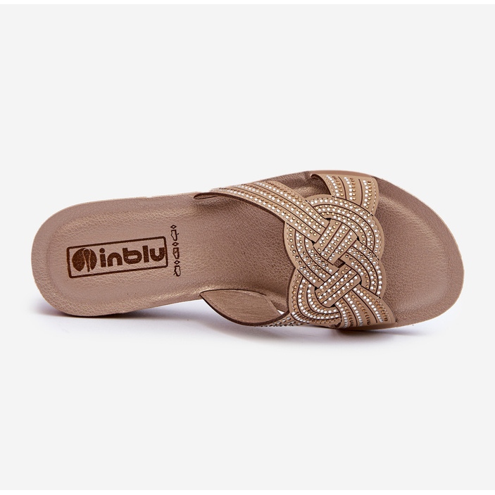 Bekväma damflip-flops med Cubic Zirconias Inblu BV000037 Beige 1