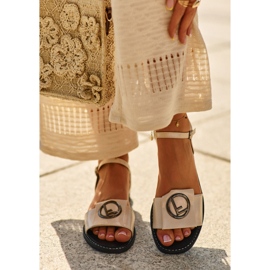 Damsandaler med dekoration S.Barski KV27-045 Guld gyllene 2