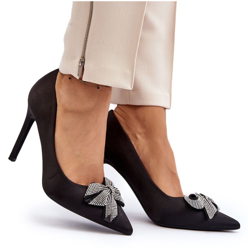 Sweet Shoes Svarta Fairine höga klackar med rosett 6