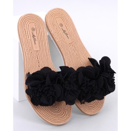 Mjuka flipflops med Diaye Black-blommor svart 1